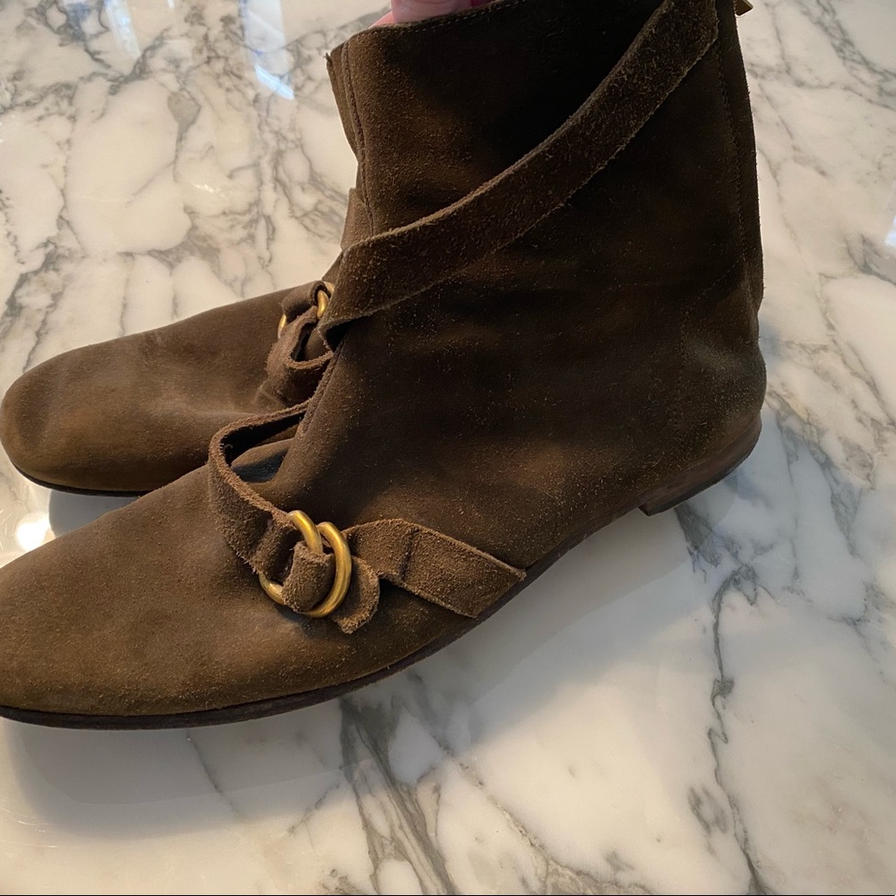 Yves Saint Laurent Brown Suede Boots - Picture 4 of 13